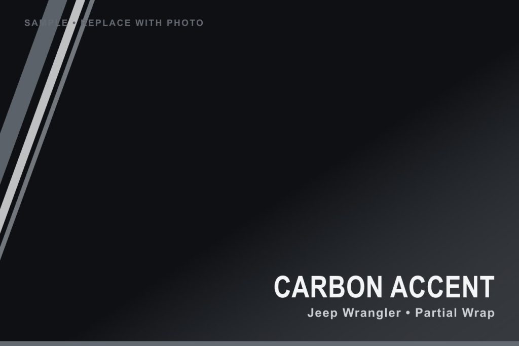 Jeep Wrangler with carbon-fiber-finish hood and accent vinyl wrap by MAC DESIGNS